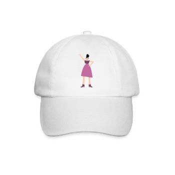 Frau im pinken Kleid - Baseballkappe - Weiß/Weiß - Vorne
