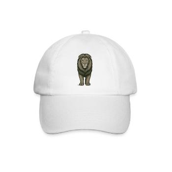 Majestic lion in powerful illustration - Baseball Cap - white/white - Front