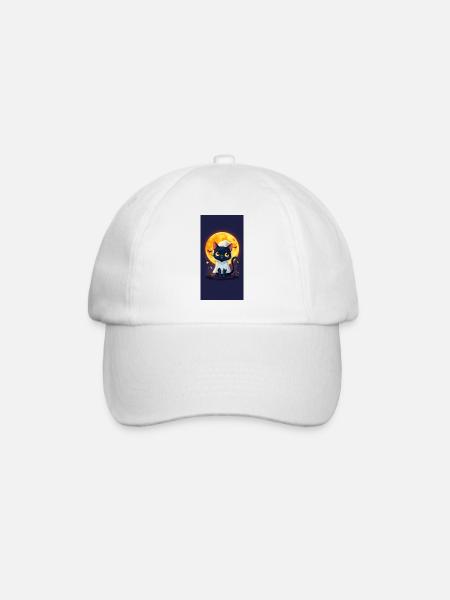 Moonlight Cat in Ghost Cloak - Baseball Cap - white/white