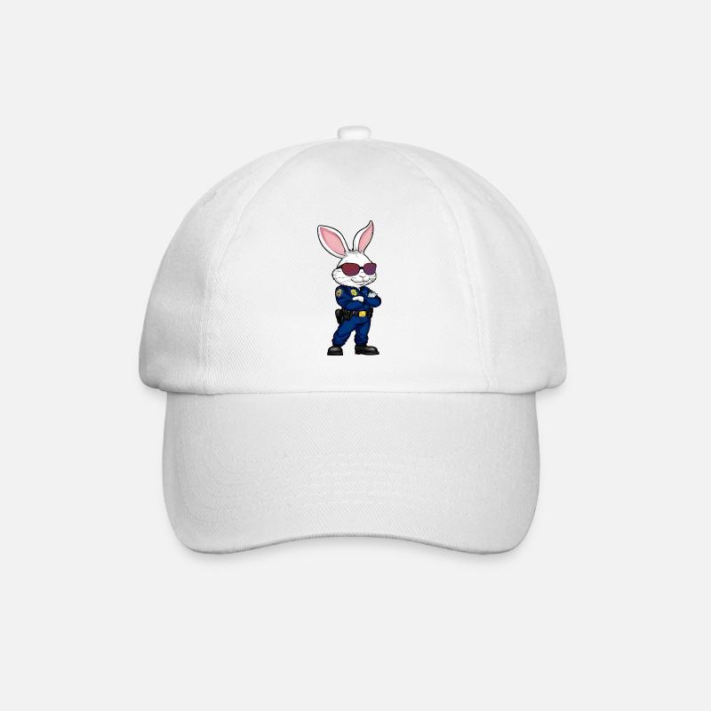 Hase Polizist - Baseballkappe - Weiß/Weiß