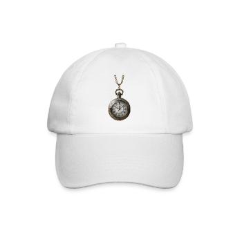 Antique gilded clock on chain - Baseball Cap - white/white - Front