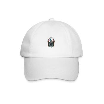 Elegant Peacock in Art Nouveau with Flowers and - Baseball Cap - white/white - Front