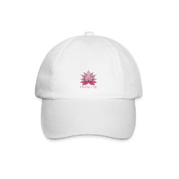 Mamaste, pink lotus flower with lettering - Baseball Cap - white/white - Front