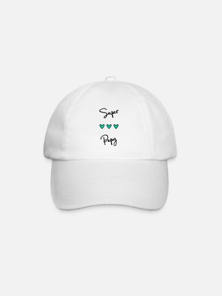 PAPY. SUPER PAPY. FÊTE DES PÈRES. BONNE FÊTE PAPY. - Casquette classique - blanc/blanc
