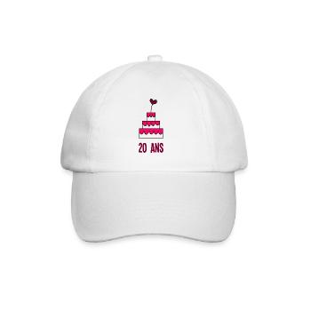 20. 20 ANS. 20e ANNIVERSAIRE. ANNIVERSAIRE 20 ANS. - Casquette classique - blanc/blanc - Devant