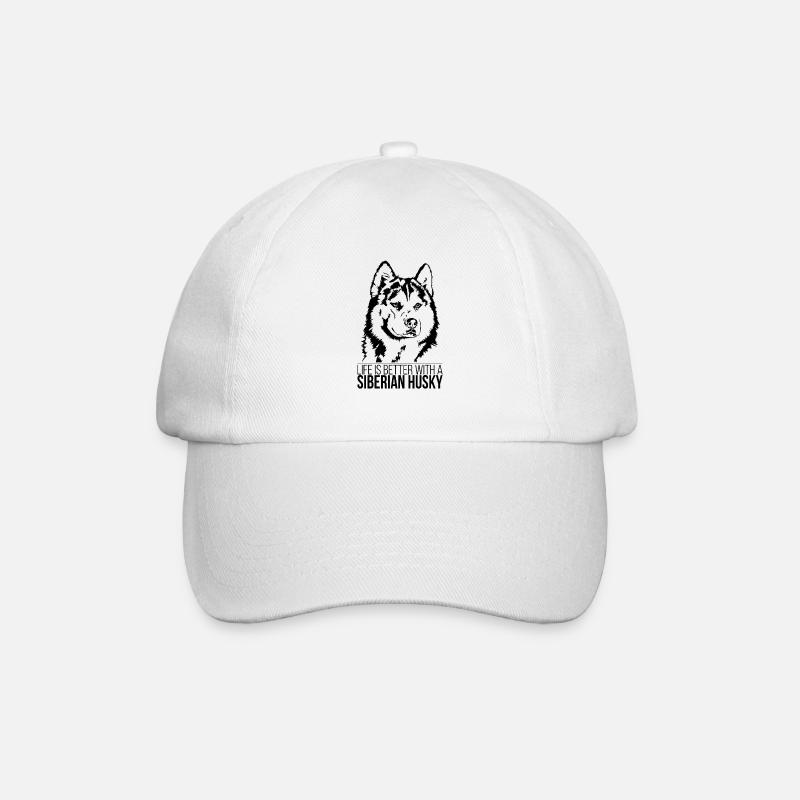 Siberian Husky life is better Hunde Hund Wilsigns - Baseballkappe - Weiß/Weiß