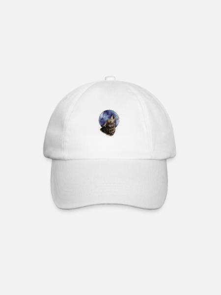 Wolf und Mond - Baseballkappe - Weiß/Weiß