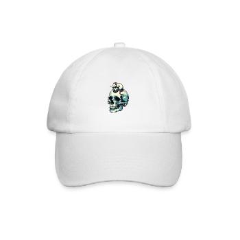 Skull mit lustiger Maus und Fussball - Baseballkappe - Weiß/Weiß - Vorne