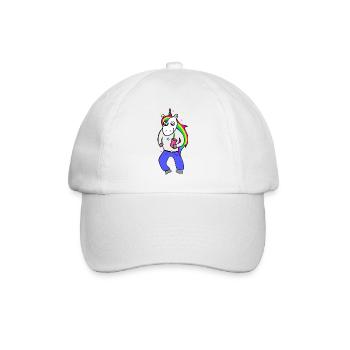 Unicorn disco with drink - Baseball Cap - white/white - Front