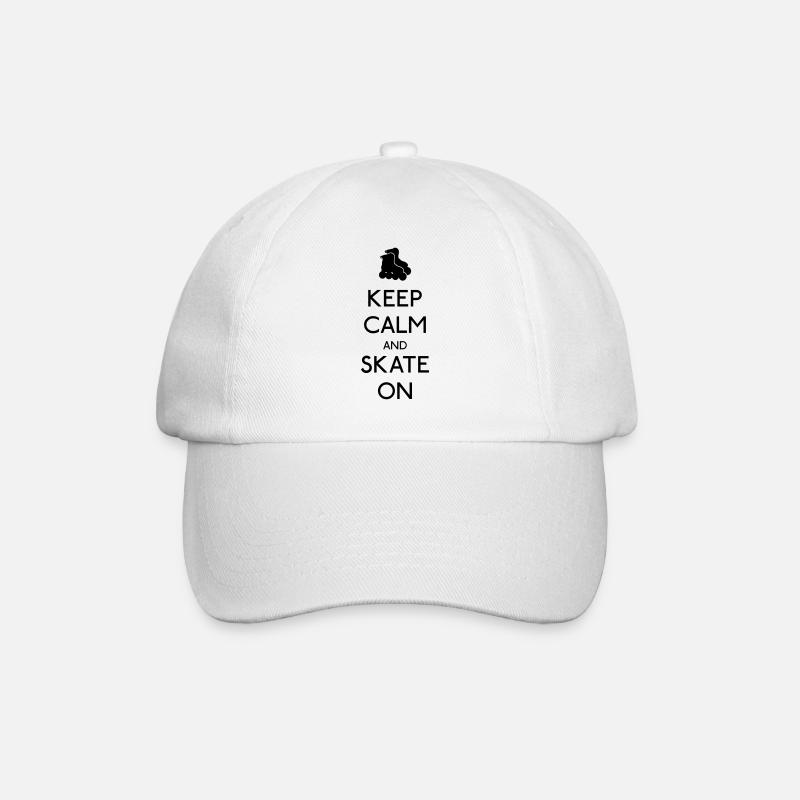 Keep Calm skate on - Baseballkappe - Weiß/Weiß