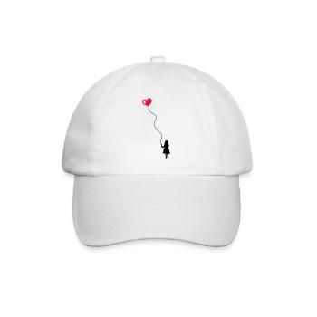 Kleines Kind mit Herz Luftballon - Baseballkappe - Weiß/Weiß - Vorne
