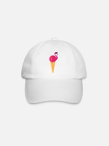 Ice cream Waffeleis Eiskugel Flamingo Eis - Baseballkappe - Weiß/Weiß