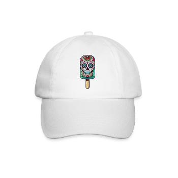 funny skull ice motif - Día de Muertos - Baseball Cap - white/white - Front