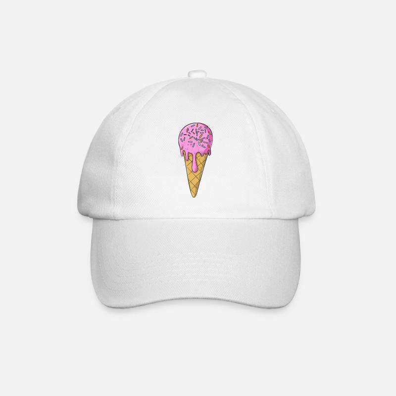 Eis | Rosa Pink Eiscreme mit Streusel | Icecream - Baseballkappe - Weiß/Weiß