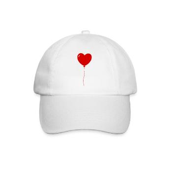 Minimalist Red Heart Balloon - Baseball Cap - white/white - Front