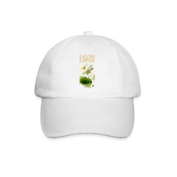 Weißer Lotus Liebe Botanische Illustration - Baseballkappe - Weiß/Weiß - Vorne