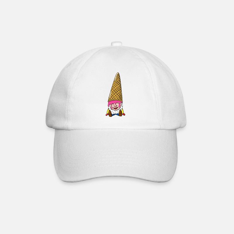 Zwerg mit Eiswaffel - Wichtel mit Eis - Baseball Cap - white/white