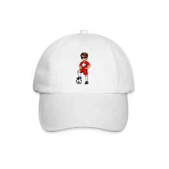 Football Young Switzerland Fan Swiss Flag - Baseball Cap - white/white - Front