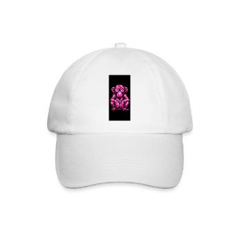 Rosa Graffiti-Affe mit Brille - Baseballkappe - Weiß/Weiß - Vorne