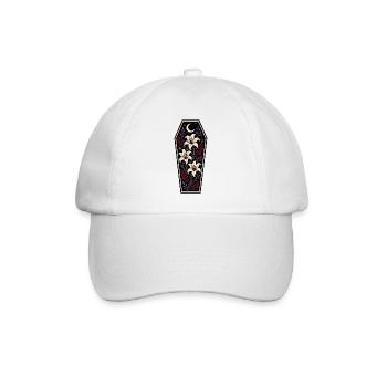 Gothic Coffin with Lilies and Moon - Baseball Cap - white/white - Front