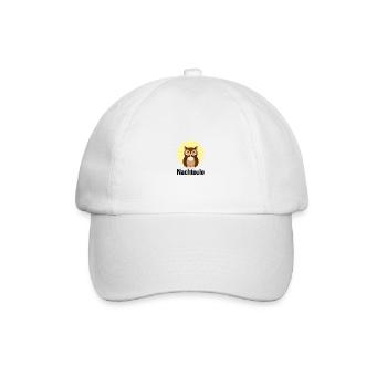 Nachteule - Party, clubbing, feiern, Mond, Eule - Baseballkappe - Weiß/Weiß - Vorne