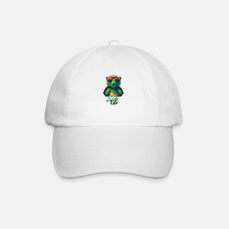 Turtle Vibe: Cool und lässig mit Sonnenbrille - Baseballkappe - Weiß/Weiß