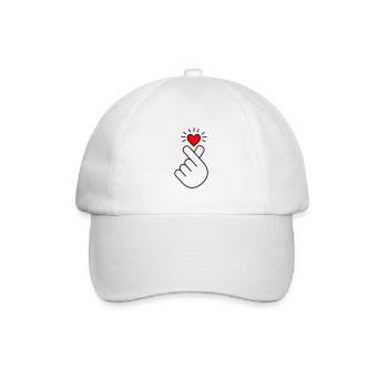 K-Pop Herz, Korea, Fingerherz, K-drama, koreanisch - Baseballkappe - Weiß/Weiß - Vorne