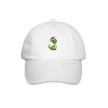 Dinosaur Brontosaurus Christmas Cute - Baseball Cap - white/white - Front