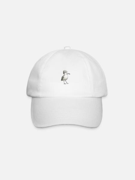 Moin Nordsee Möwe Mütze Beanie Schwarz Weiss - Baseballkappe - Weiß/Weiß