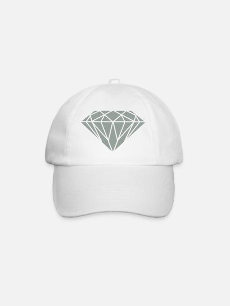 Geometrischer Diamant Linienkunst - Baseballkappe - Weiß/Weiß