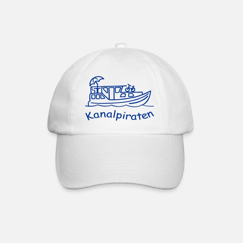 Kanalpiraten - Hausboot - Baseballkappe - Weiß/Weiß