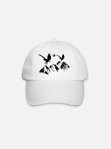 Les oiseaux volent au-dessus des montagnes - Casquette classique - blanc/blanc