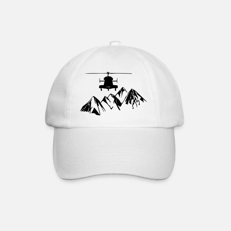 Hélicoptère avec des montagnes - Casquette classique - blanc/blanc
