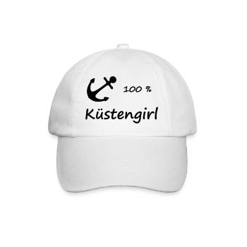 100 % Küstengirl - Baseballkappe - Weiß/Weiß - Vorne