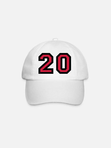 The number 20 - number twenty - Baseball Cap - white/white