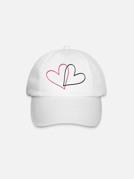 Herzen Herz Geschenkidee Partnerlook - Baseballkappe - Weiß/Weiß