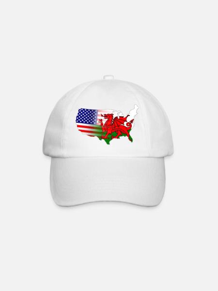 American Welsh Flag - Baseball Cap - white/white
