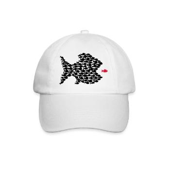 fisch fische schwarm angler angeln demokratie - Baseballkappe - Weiß/Weiß - Vorne