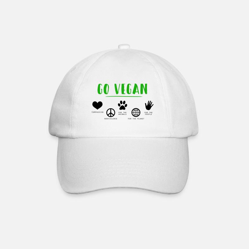 GO VEGAN - Baseball Cap - white/white