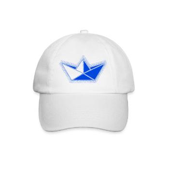 Blaues Segelboot aus Origami. - Baseballkappe - Weiß/Weiß - Vorne