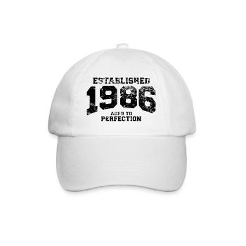 established 1986 - aged to perfection - Baseballkappe - Weiß/Weiß - Vorne