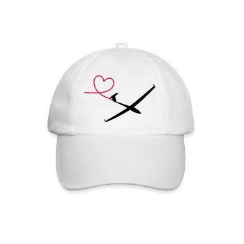 Segelflugzeug mit Herz - Baseballkappe - Weiß/Weiß - Vorne