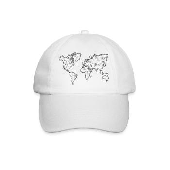 Carte du monde – Croquis de voyage dessiné à la main - Casquette classique - blanc/blanc - Devant