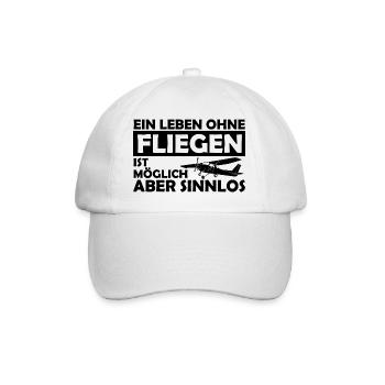 Motorflieger Pilot lustig Geschenk Spruch schwarz - Baseballkappe - Weiß/Weiß - Vorne