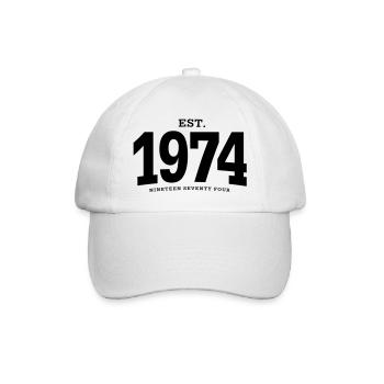 EST. 1974 Nineteen Seventy Four - Baseball Cap - white/white - Front