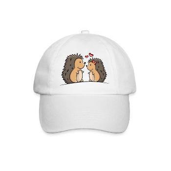 Igel Paar mit Herzen - Baseballkappe - Weiß/Weiß - Vorne