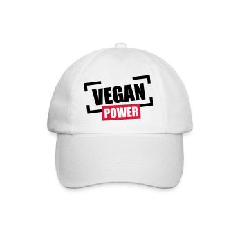 Vegan Power Stempel Logo - Baseballkappe - Weiß/Weiß - Vorne
