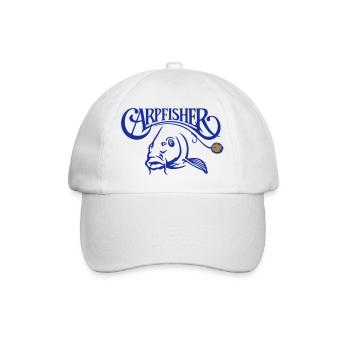 carpfisher_mit_karpfen_und_boilie_2c - Baseballkappe - Weiß/Weiß - Vorne