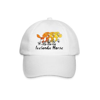 Three Funny Icelandic Horses - Baseball Cap - white/white - Front