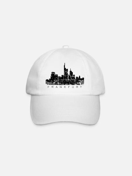 Frankfurter Skyline (Vintage/Schwarz) Frankfurt - Baseballkappe - Weiß/Weiß